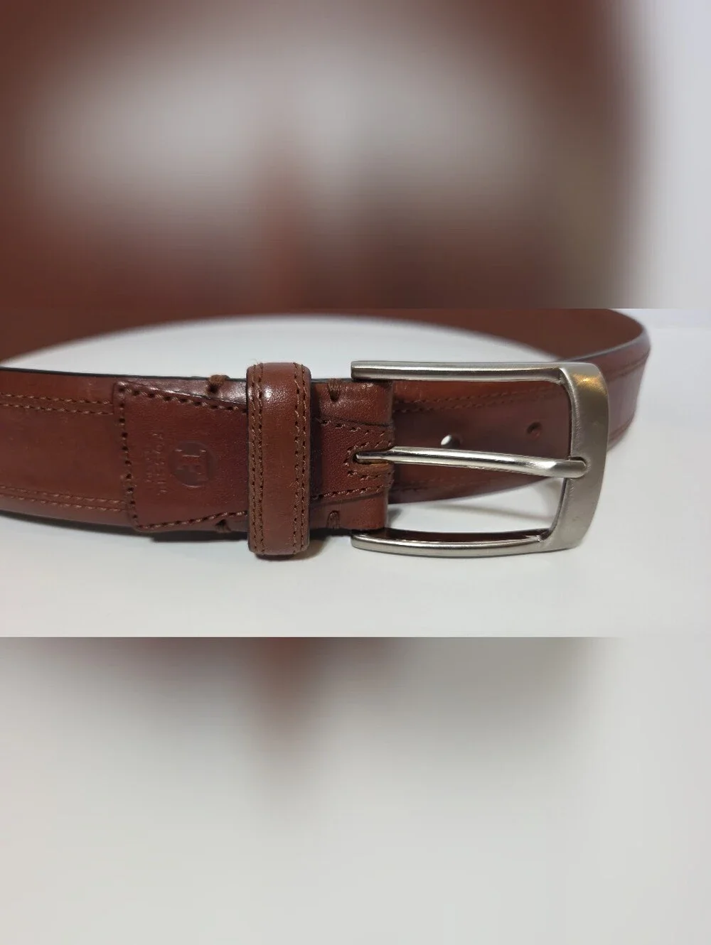 Fossil Men's Brown Leather Belt with Silver Buckle